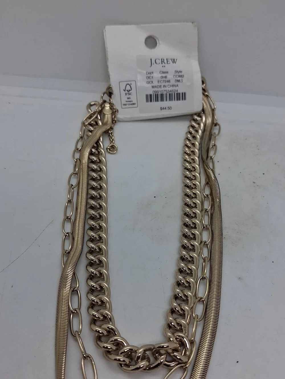 NWT Womens J. Crew Multi-Chain Gold Tone Necklace